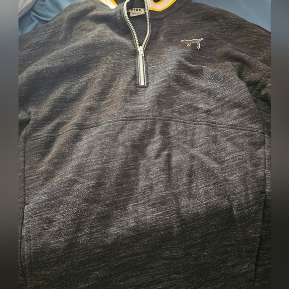 PINK Gray Long Sleeve Sweatshirt Oversized Size M - Picture 1 of 4